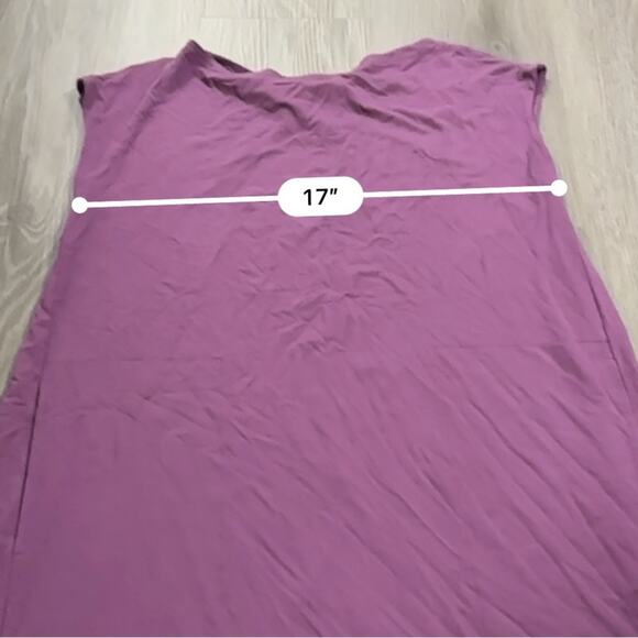 Eileen Fisher Purple Bateau Neck Twist Back Shift Jersey Stretch Dress Size XS - Picture 9 of 10